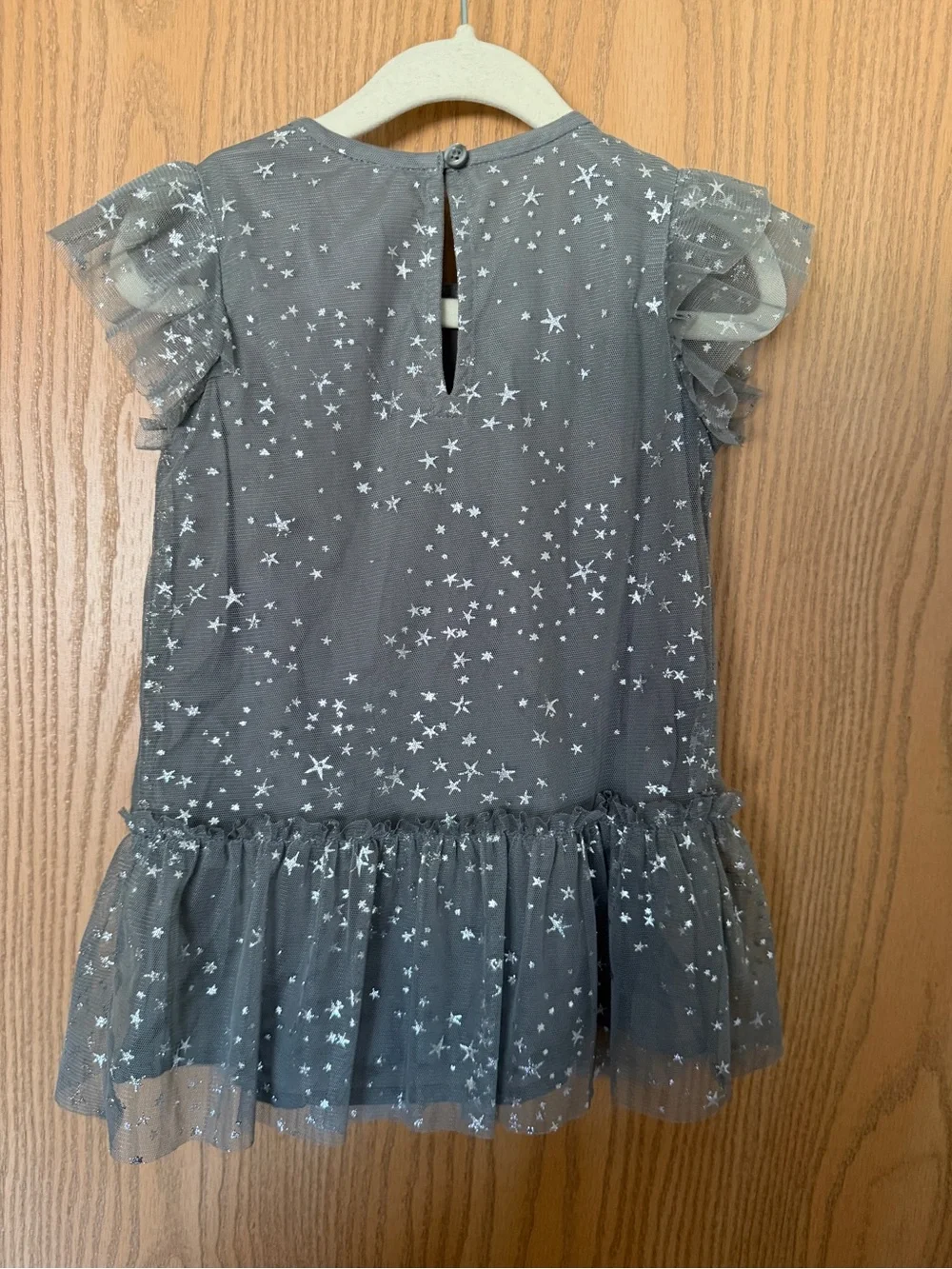 Gap Girls Star-Print Mesh Party Dress in Gray